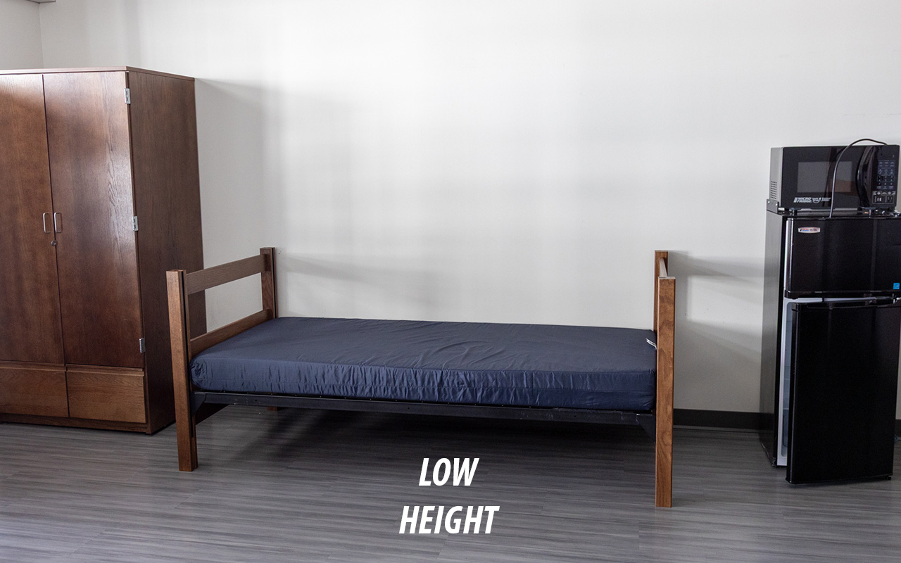 A residence hall low bed position