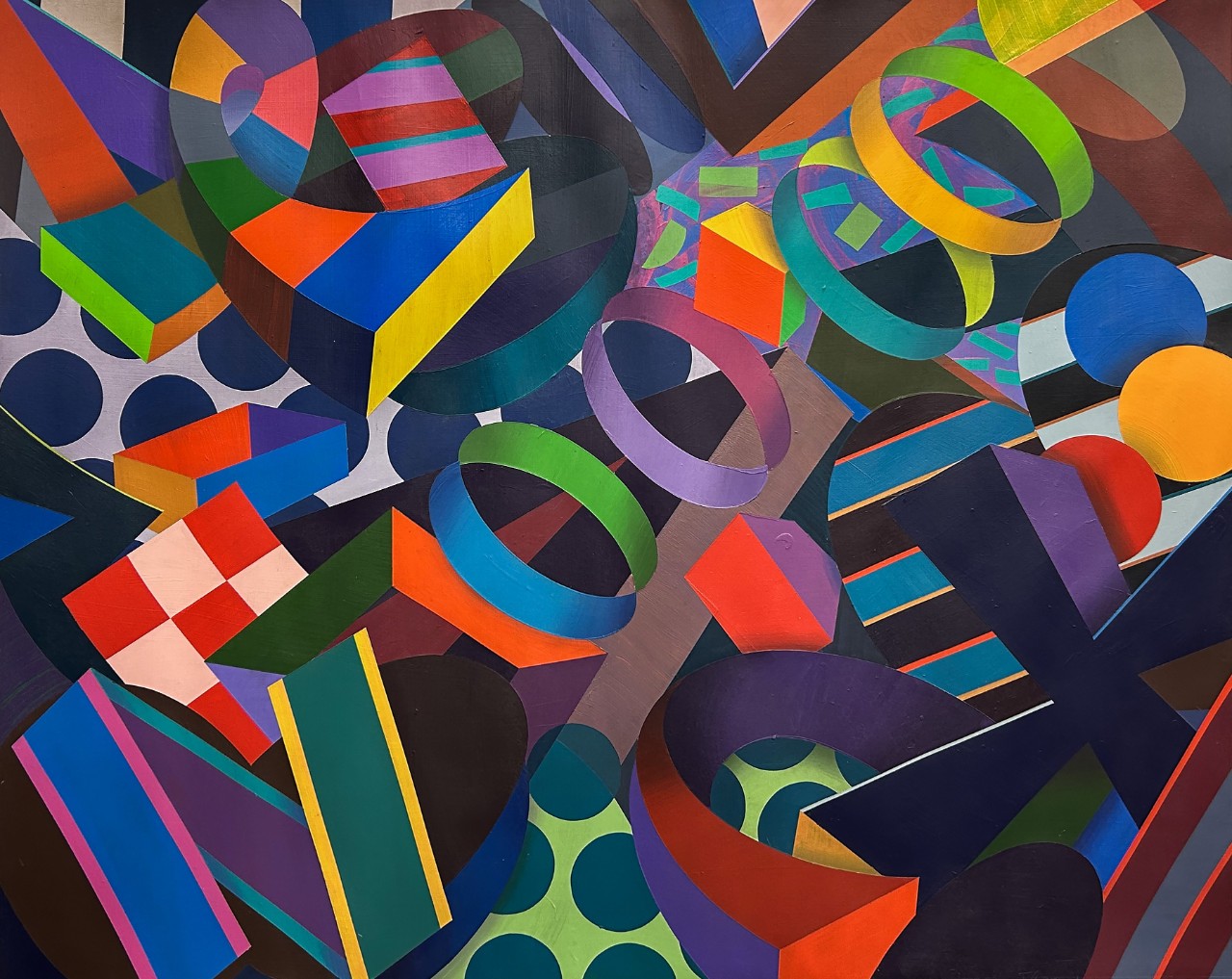 multicolored painting titled "Music of Everyday"
